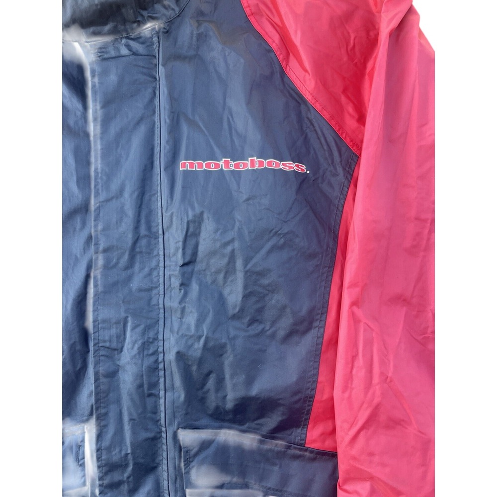 Motoboss Motorcycle Men's Packable Waterproof‎ Jacket Large Black Red Packable - Picture 2 of 11